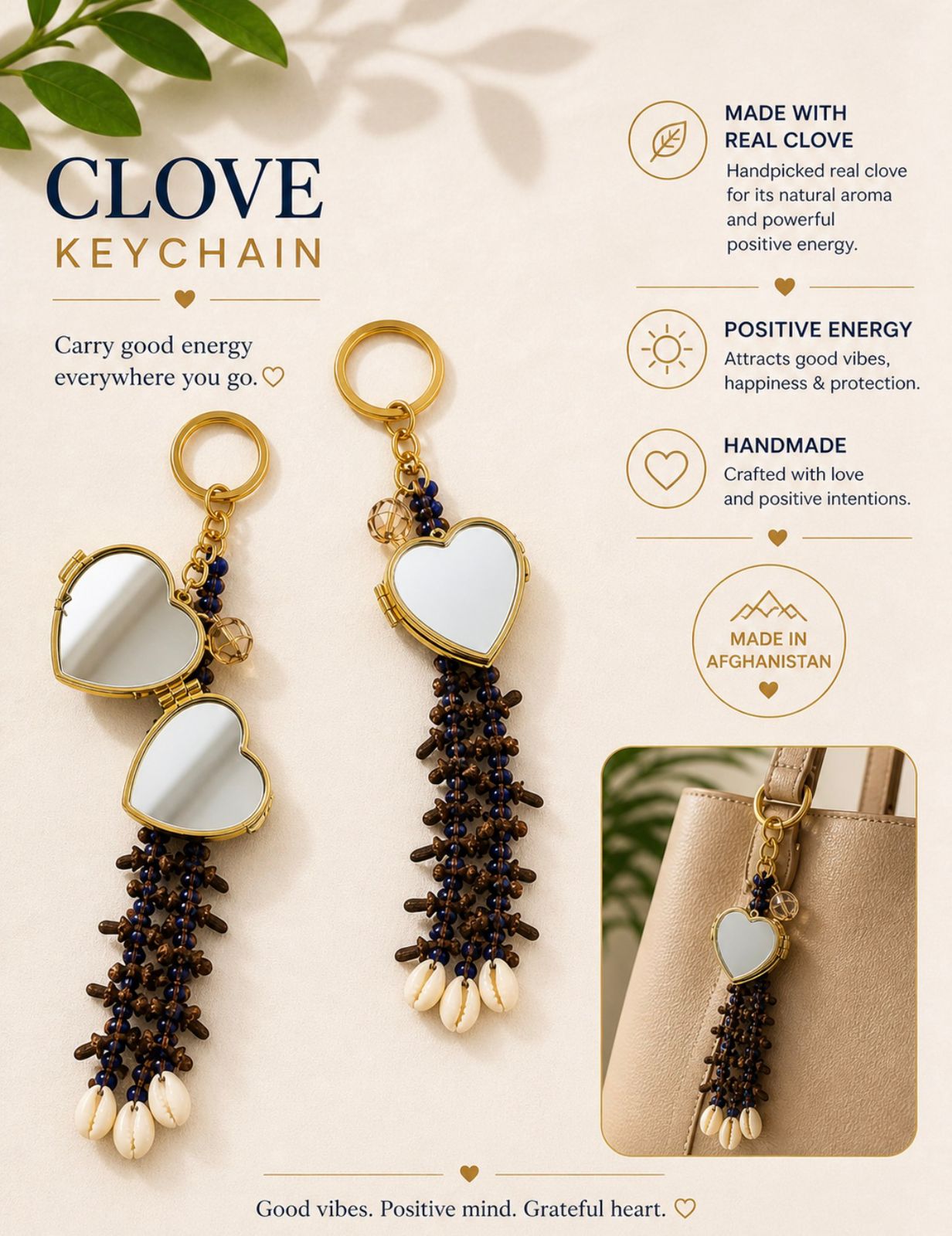 Noor Bloom/ Handmade Clove Mirror Keychain