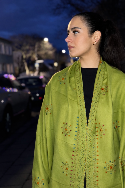 Zamin- e-Sabz Heritage Wool Scarf( Green Earth)