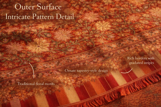 Rust Red & Gold Patterned Scarf Scarf / Light Shawl