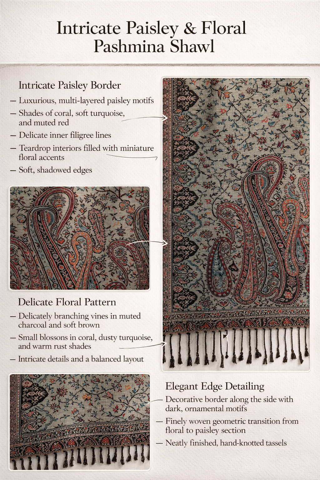 Royal Dual-Weave Pure Pashmina    /Two Sided Luxury