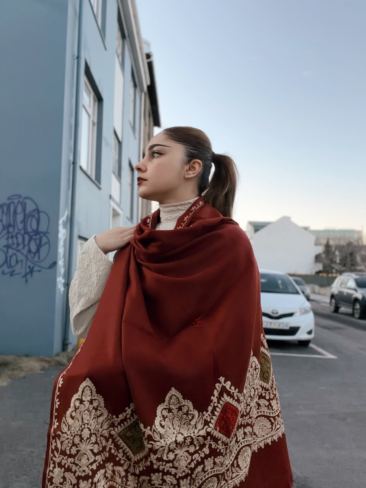 Rust Bloom Ornamental (Wool Blend )Scarf