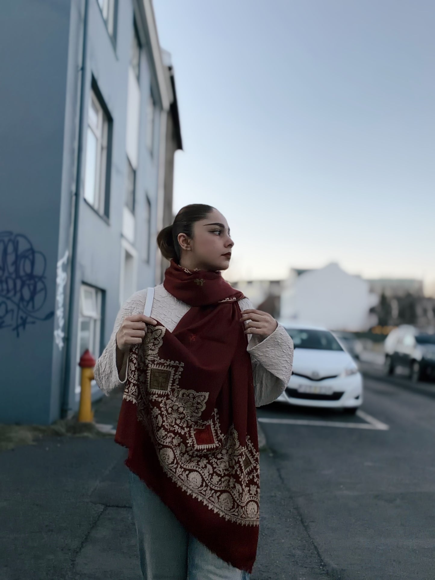 Rust Bloom Ornamental (Wool Blend )Scarf