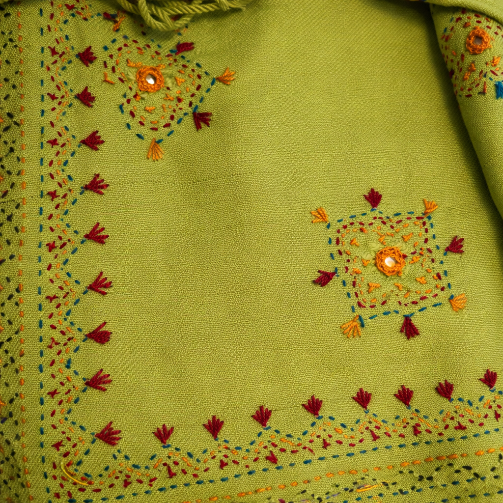 Zamin- e-Sabz Heritage Wool Scarf( Green Earth)