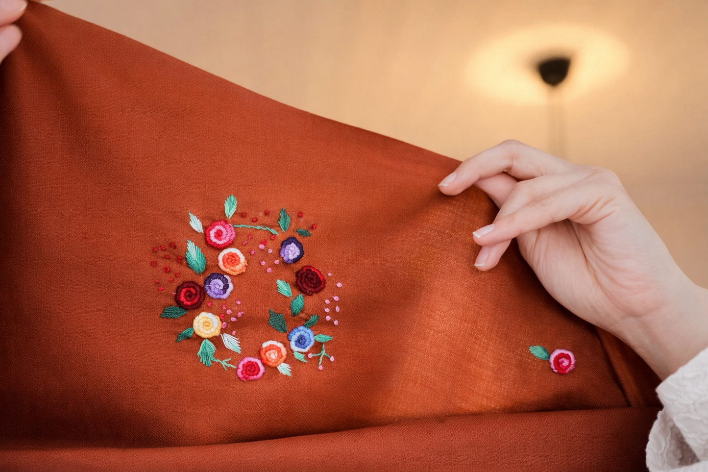 Rust orange Wool Scarf/ Lightweight shawl