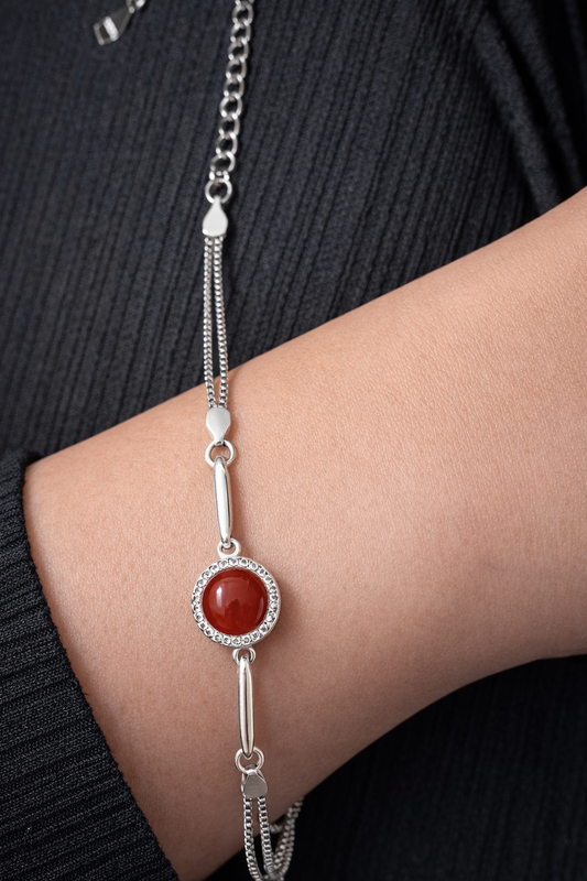 Imperial Aqiq (Agate) Bracelet – Sterling Silver 925