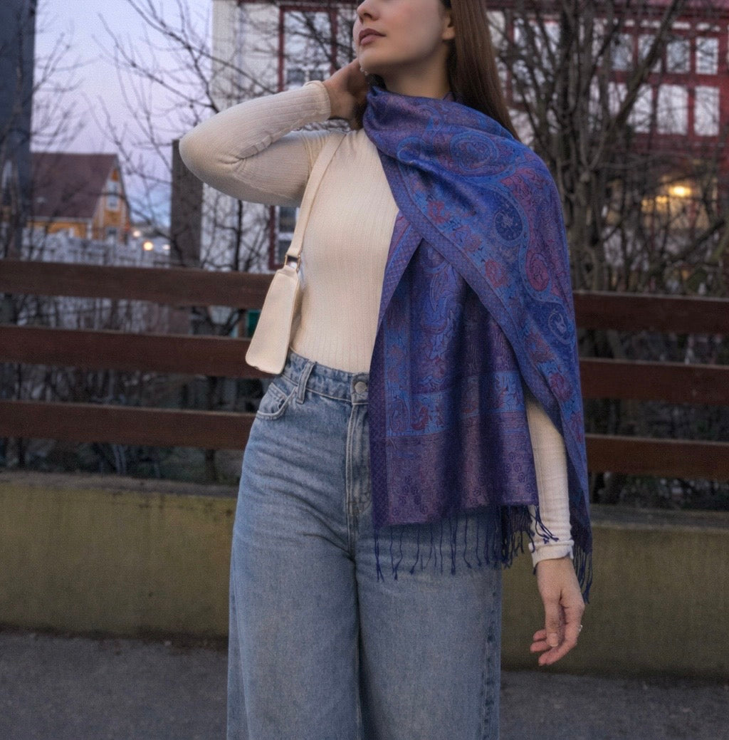 Seraphine Silk in Royal Blue with Crystal Brooch