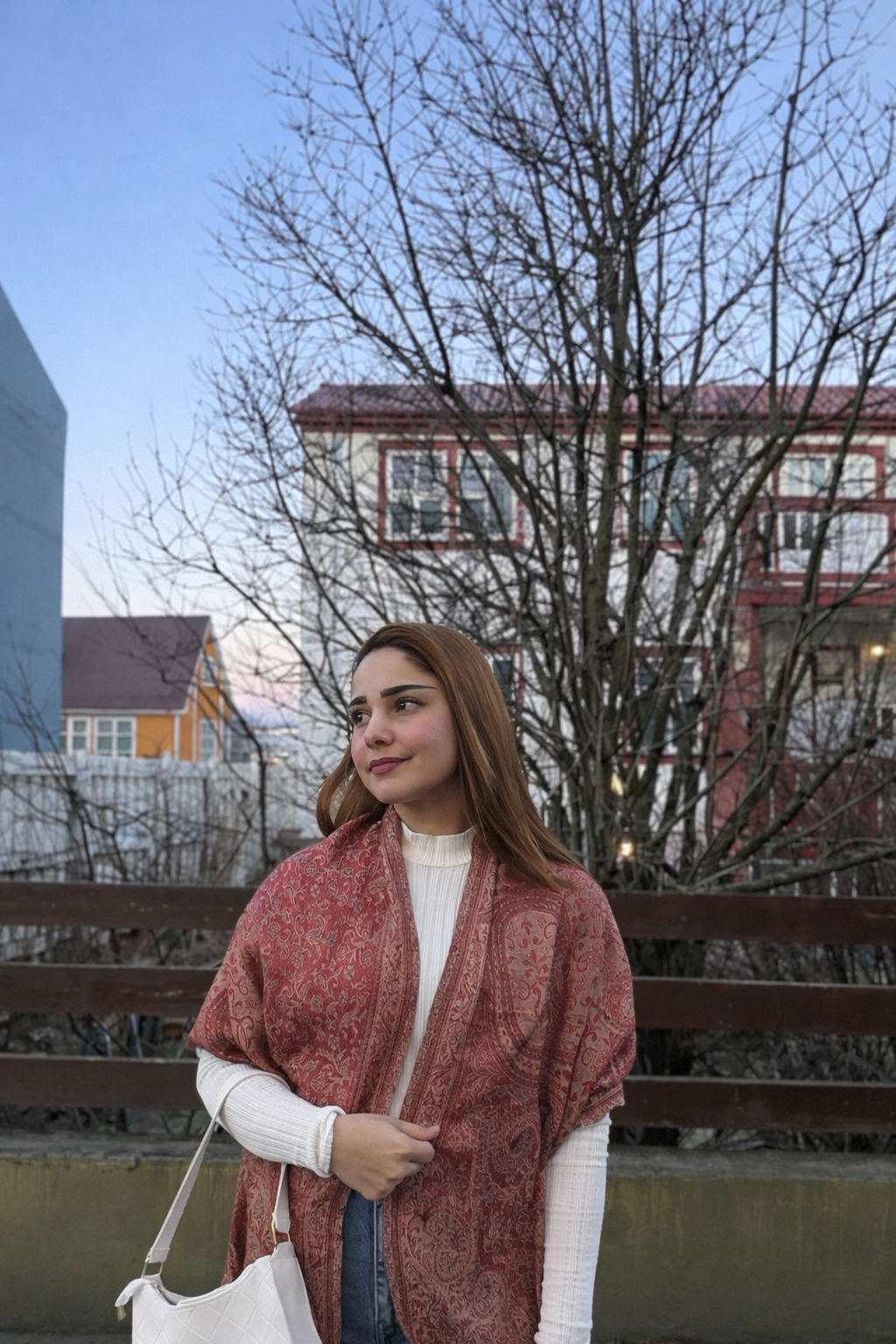 Warm Rose Seraphine Jacquard Silk Scarf with Crystal Brooch