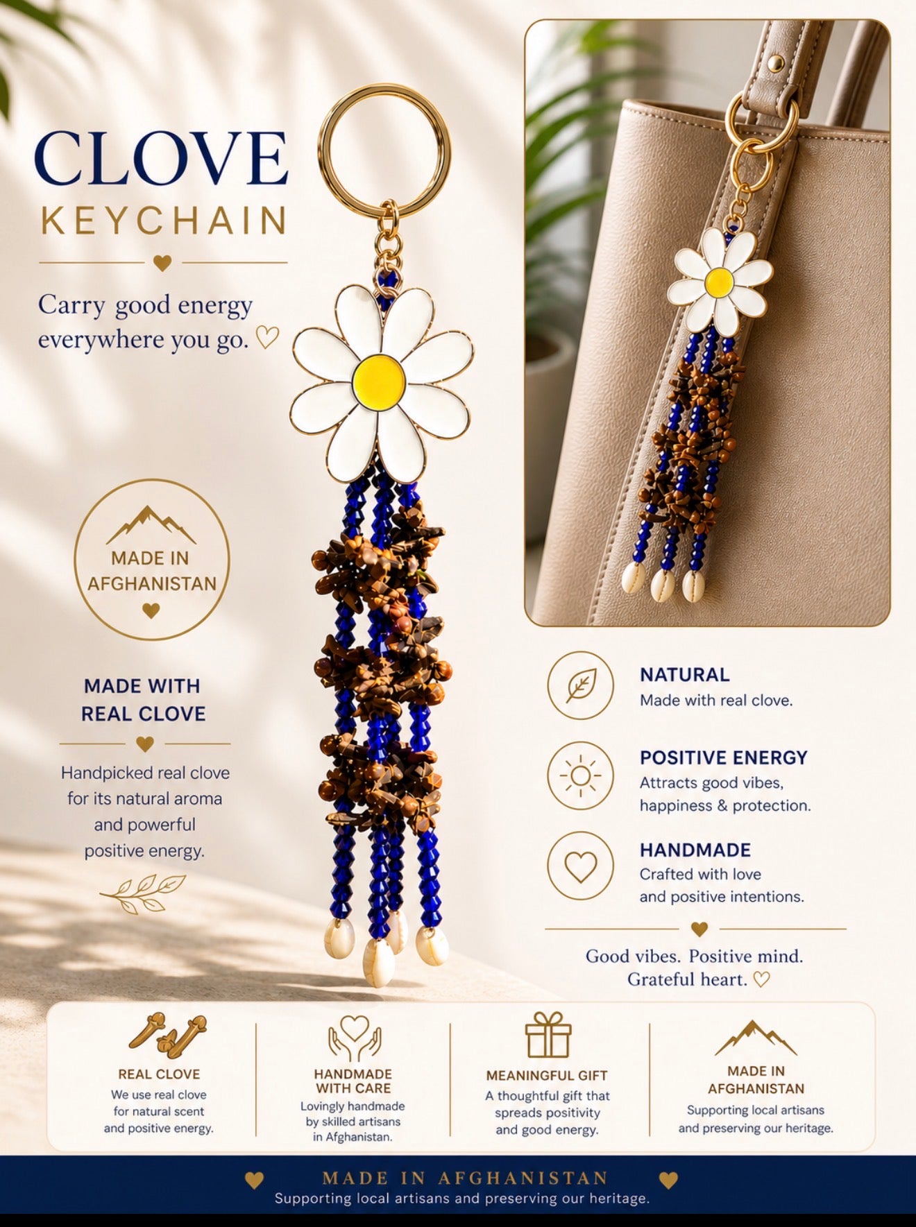 Sahar Bloom / Handmade Clove Daisy Keychain