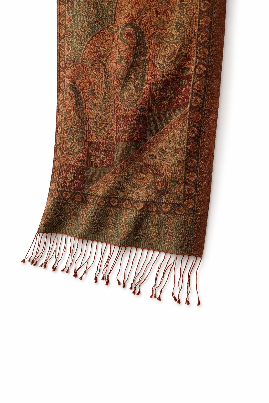 Antique Rust & Olive with Brooch