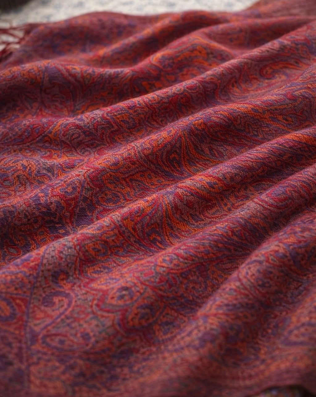 Crimson Silk of Herat With Crystal Brooch