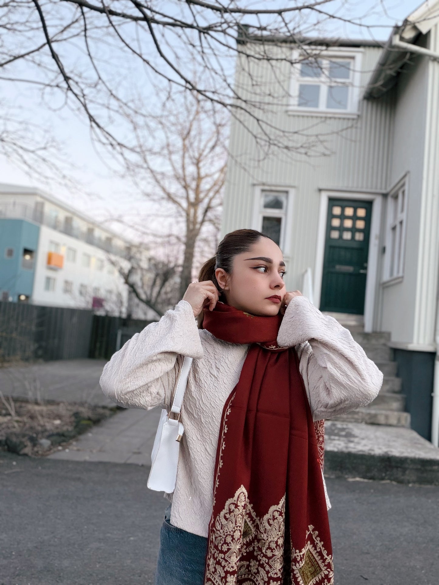 Rust Bloom Ornamental (Wool Blend )Scarf