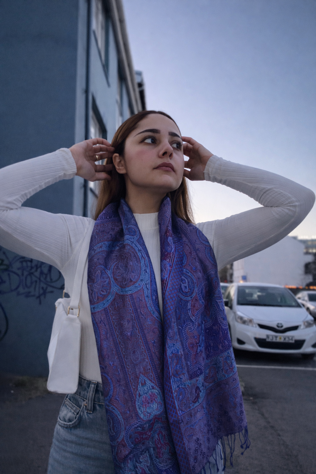 Seraphine Silk in Royal Blue with Crystal Brooch