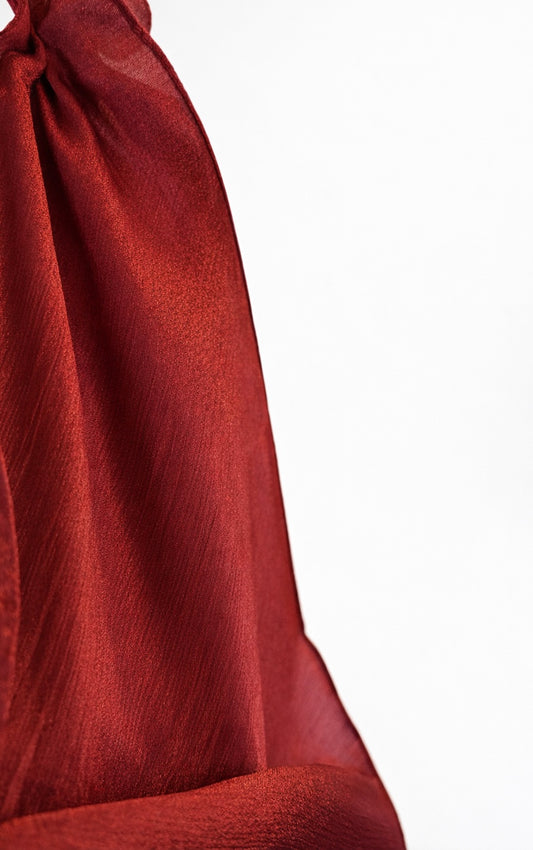 Crimson Silk & Chiffon Scarf