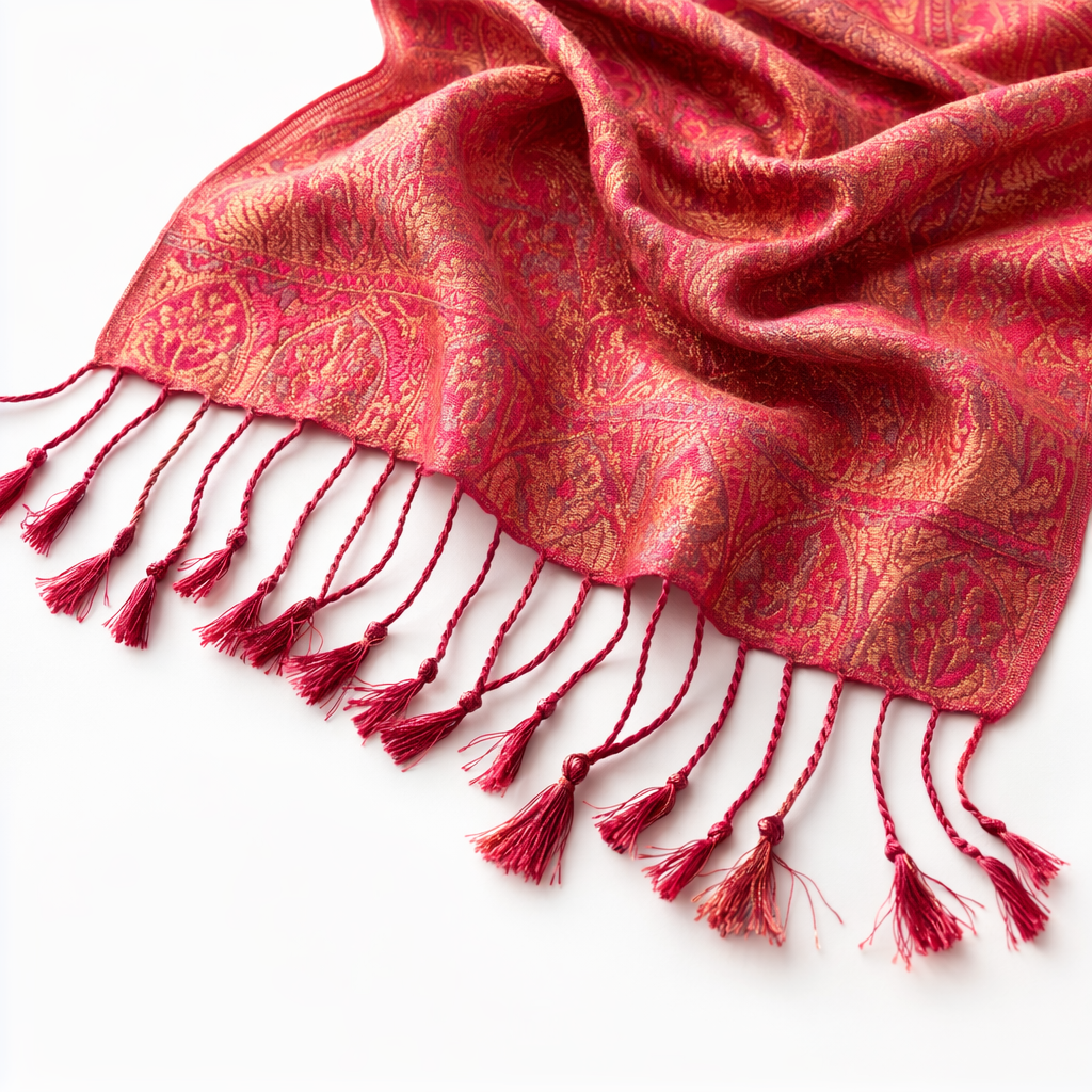 Rose Gold Pink Jacquard Silk Scarf