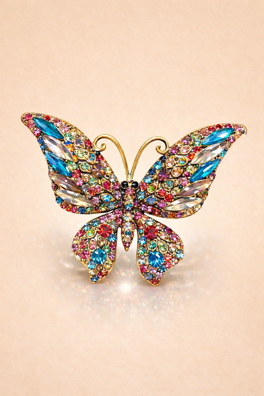 Aurora Crystal Butterfly Brooch