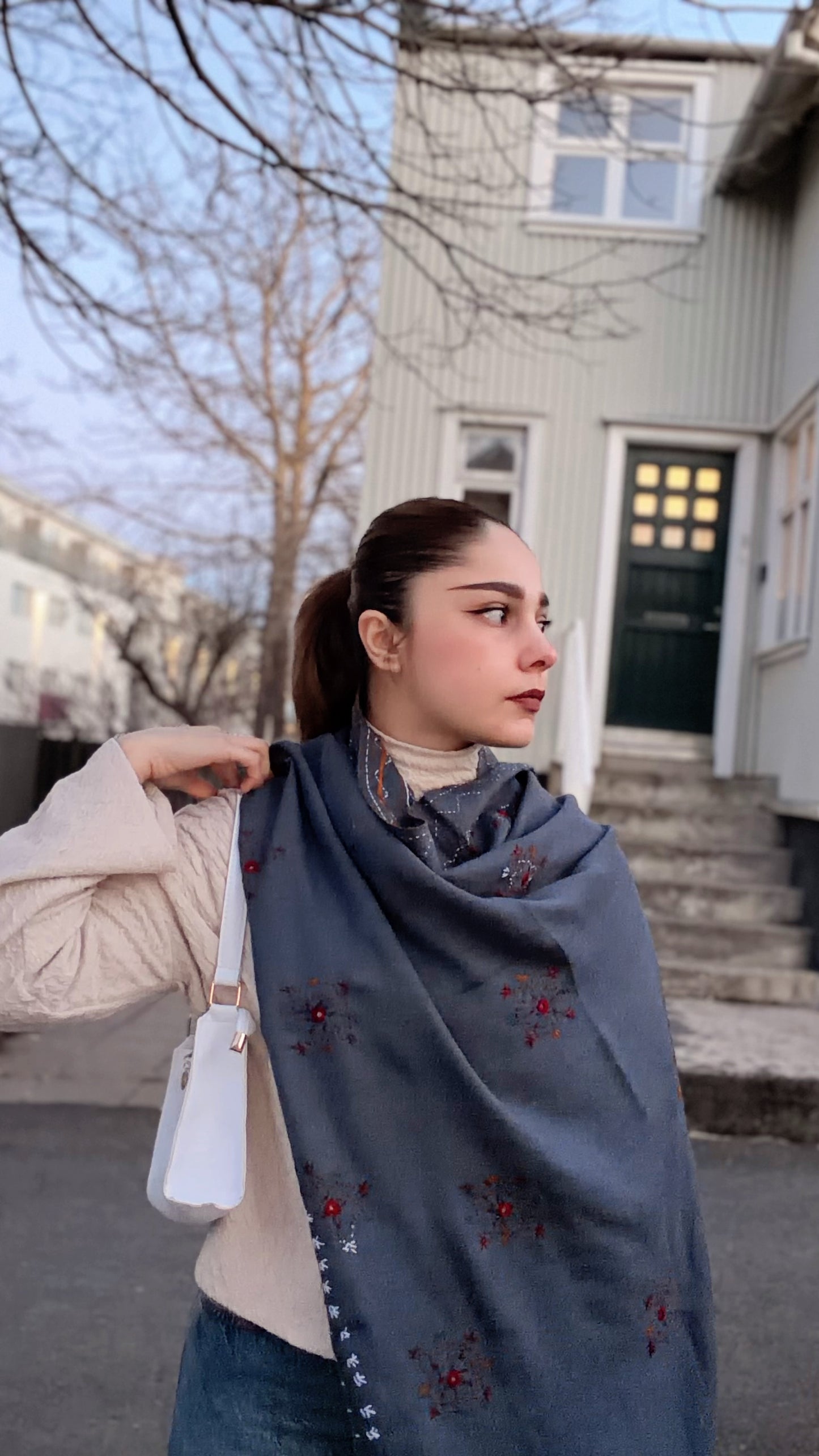 Cool Tone Gray Scarf/ Lightweight Shawl