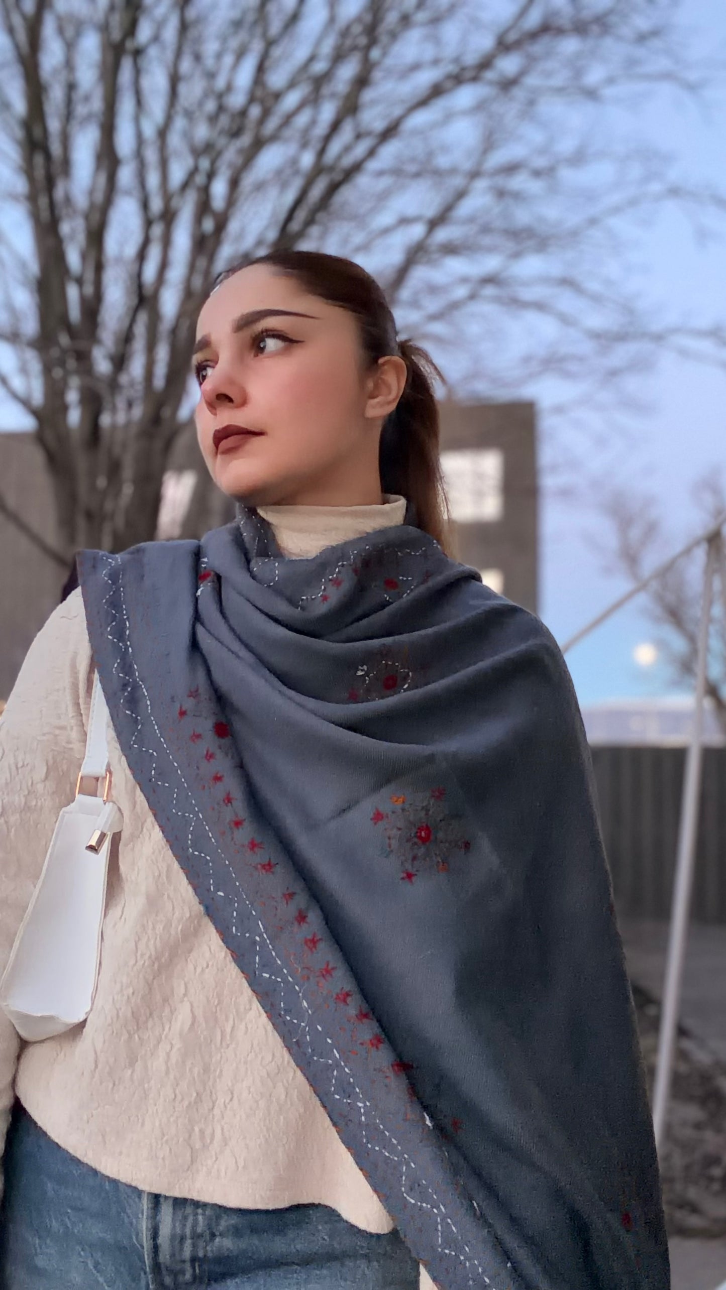 Cool Tone Gray Scarf/ Lightweight Shawl