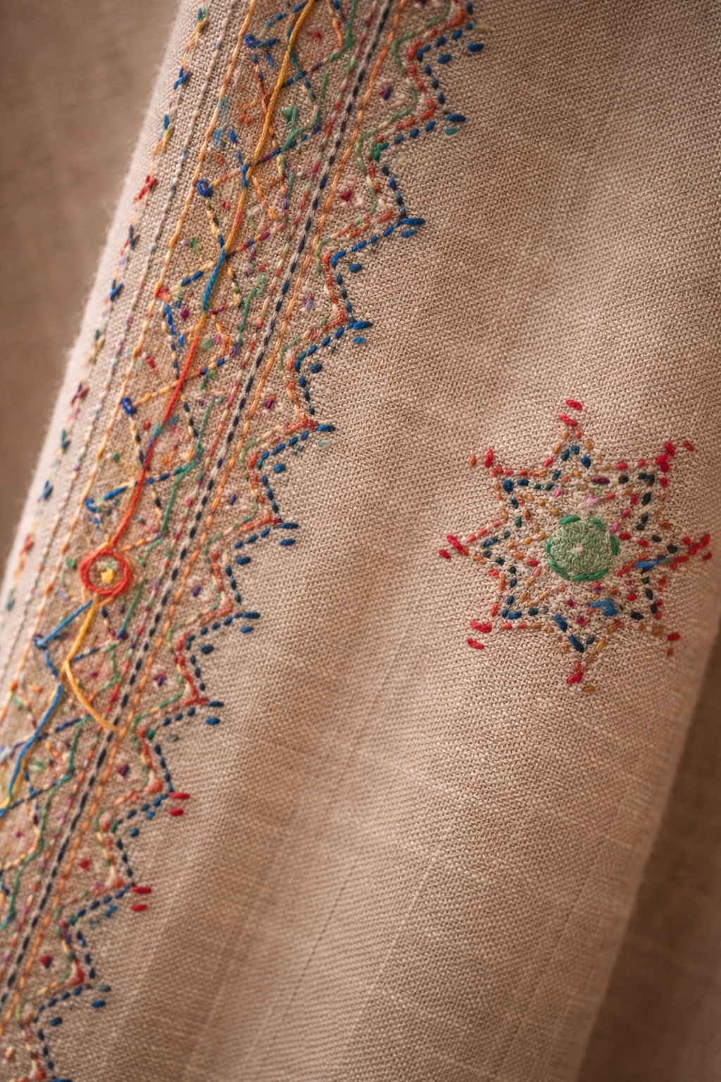 Desert Taupe Floral Afghan Scarf/ Lightweight Shawl