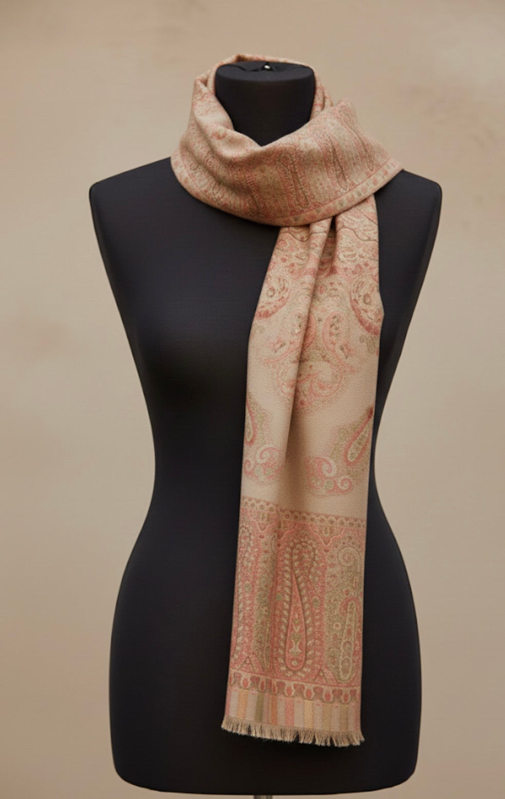 Elegant Paisley Printed Scarf/ Light shawl – Beige & Earth Tones