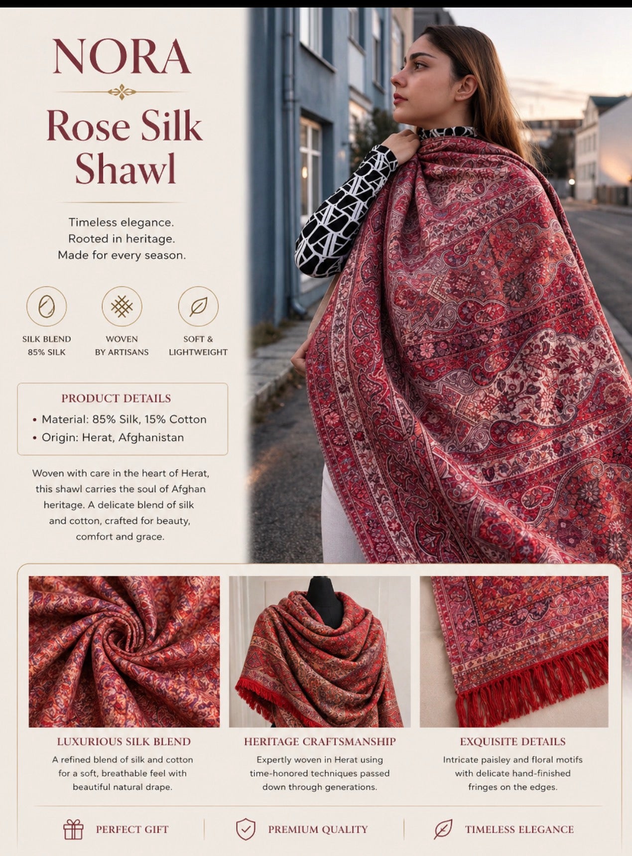 Rose Silk Shawl