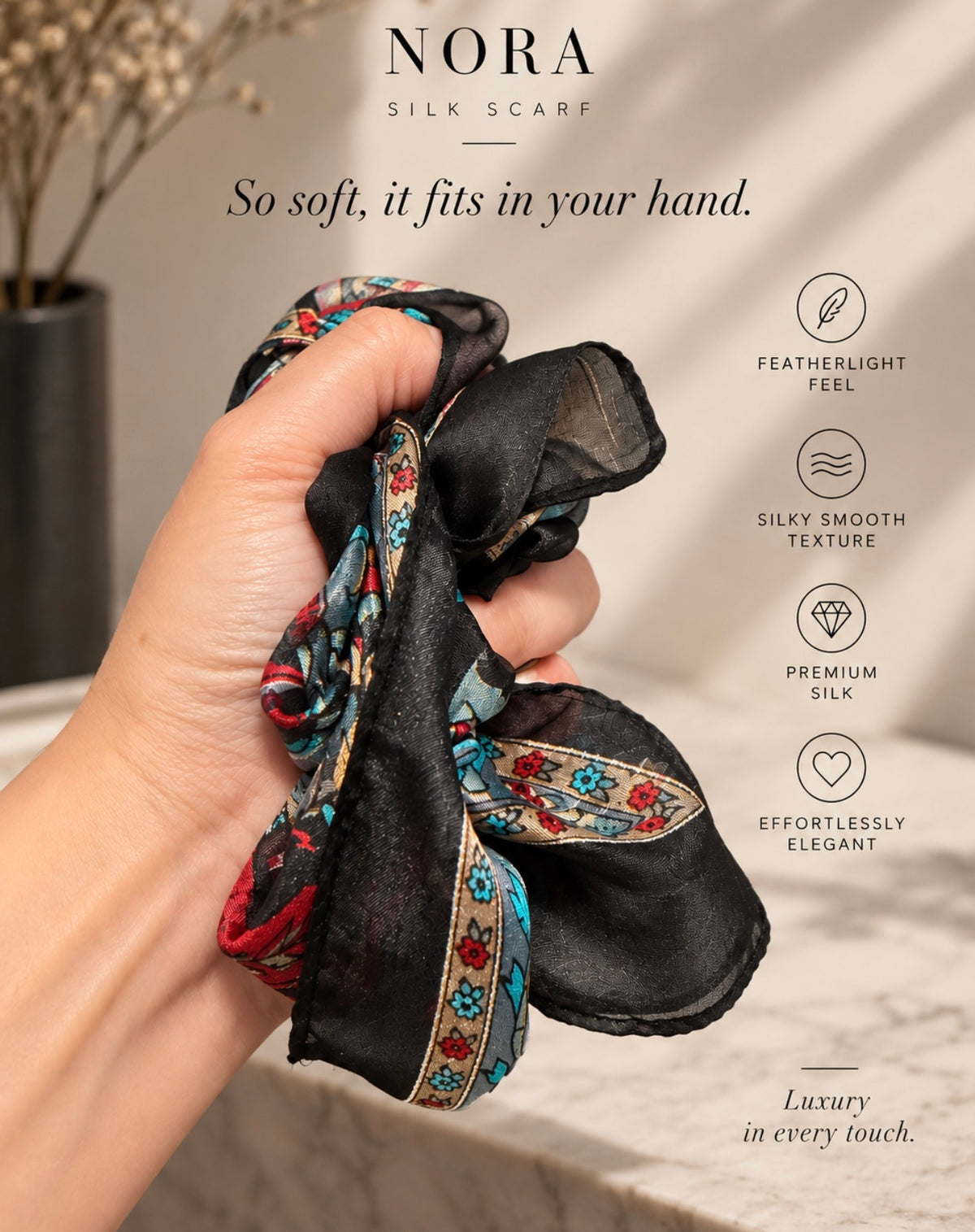 NORA Midnight Paisley silk scarf