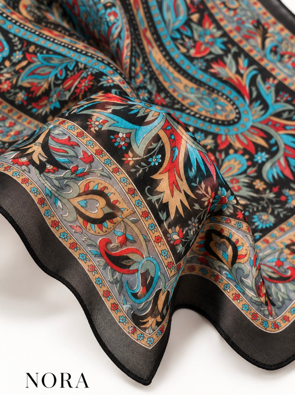 NORA Midnight Paisley silk scarf