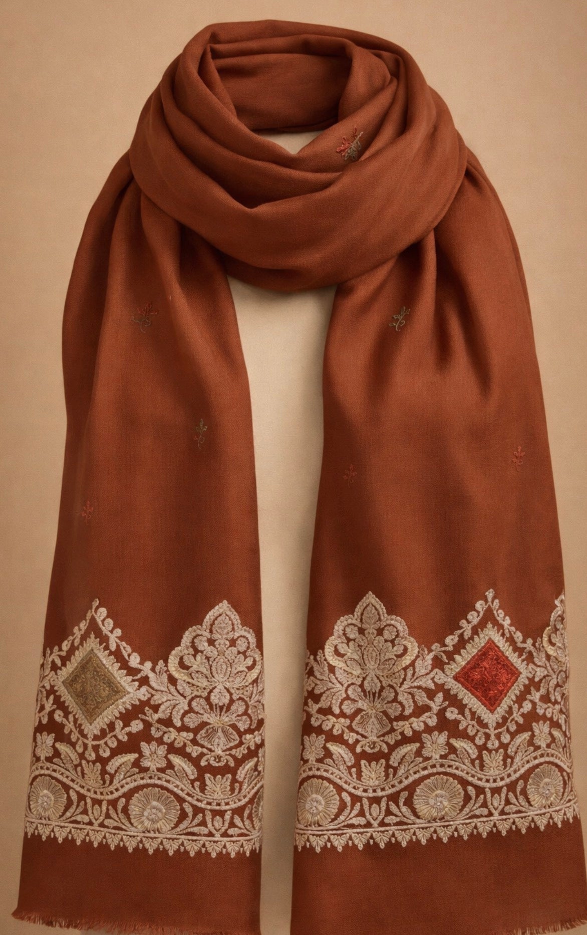 Rust Bloom Ornamental (Wool Blend )Scarf