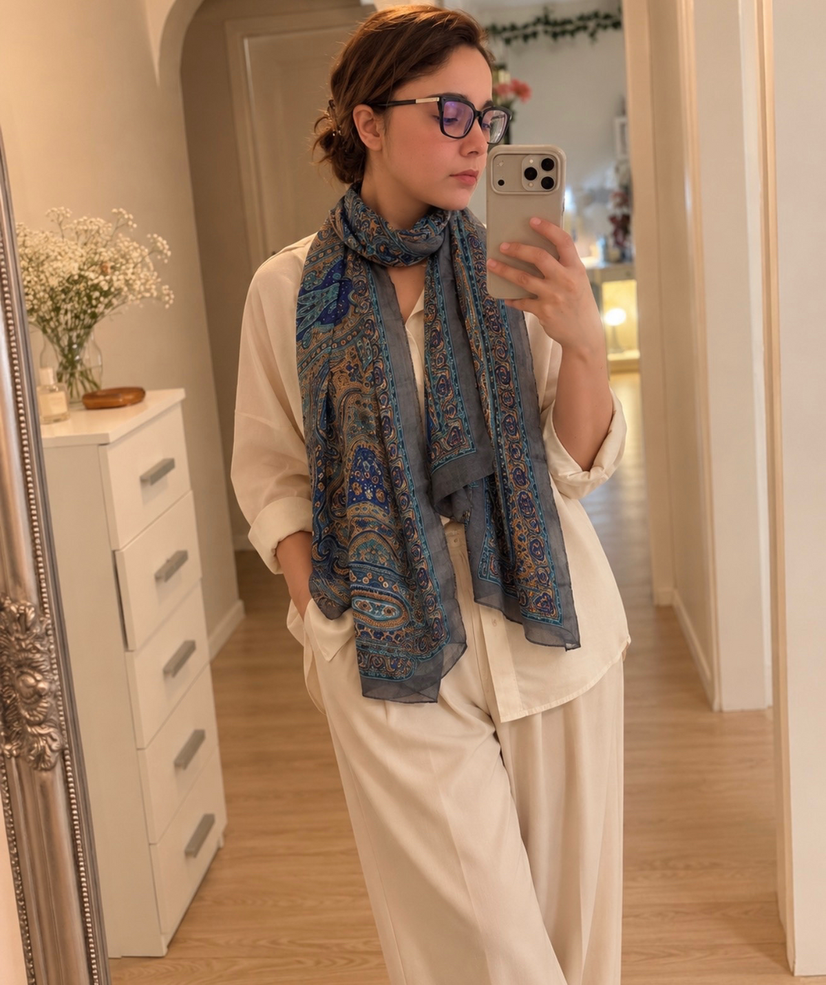 Azure Heritage silk scarf