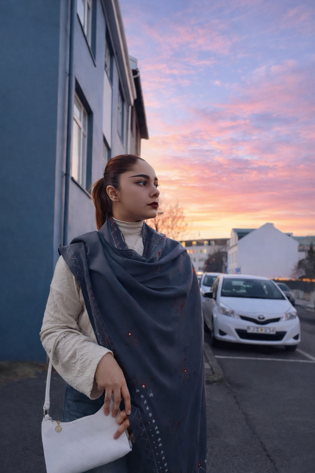 Cool Tone Gray Scarf/ Lightweight Shawl