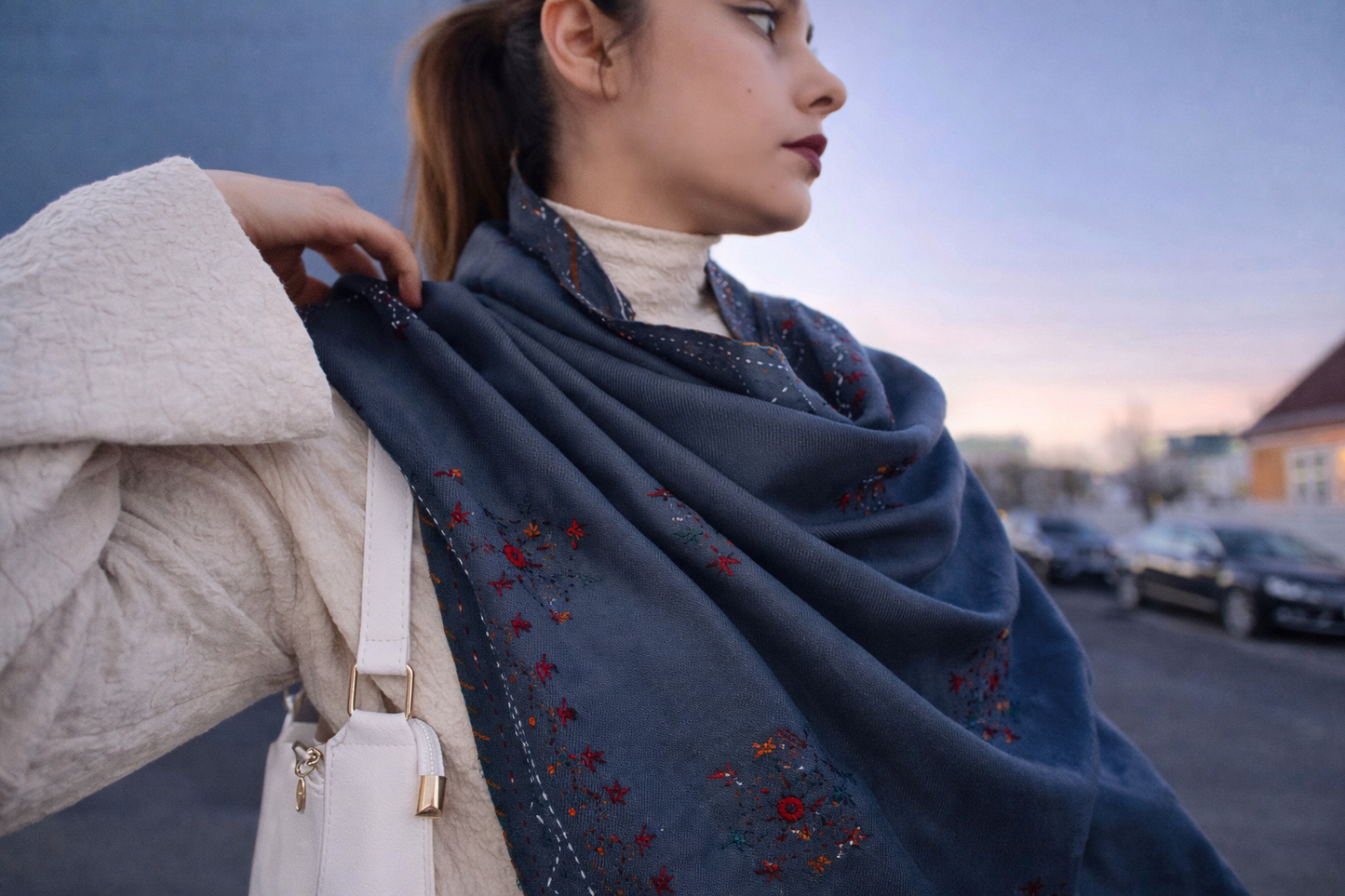 Cool Tone Gray Scarf/ Lightweight Shawl