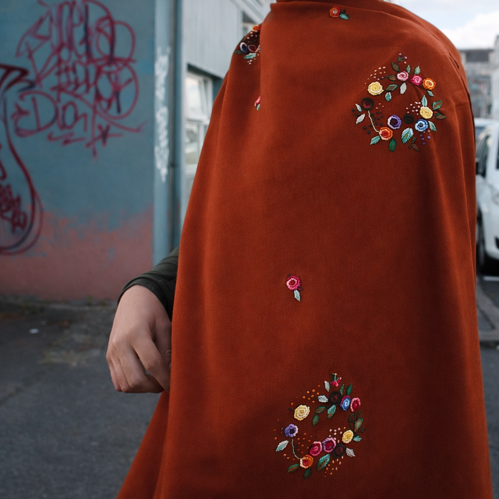 Rust orange Wool Scarf/ Lightweight shawl