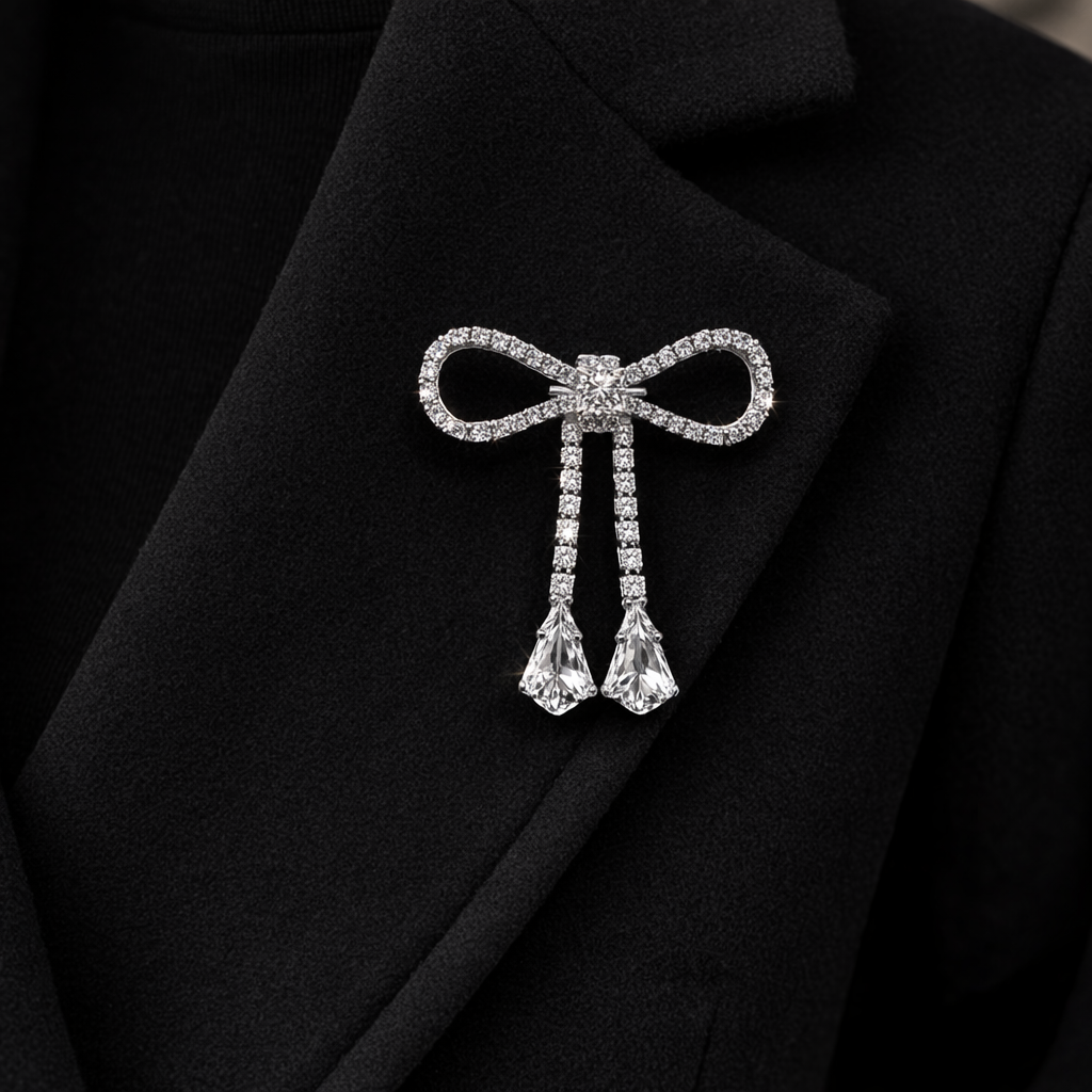 Crystal Grace Bow Brooch