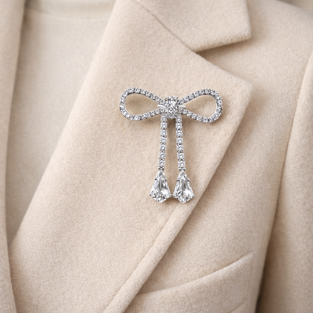 Crystal Grace Bow Brooch