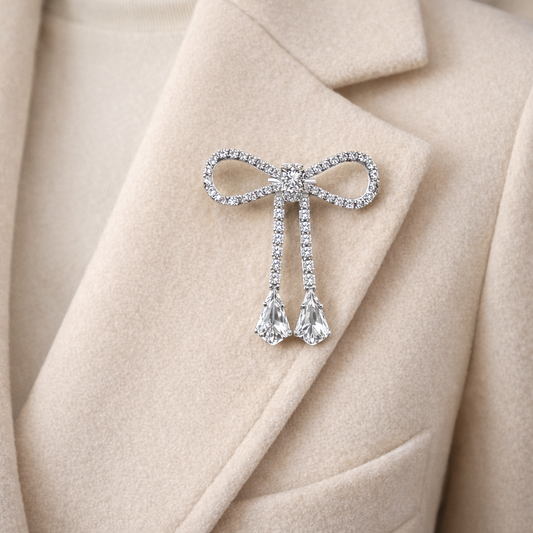 Crystal Grace Bow Brooch